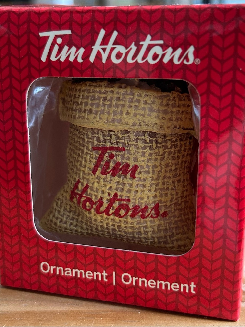 Tim Hortons Coffee Bean Burlap Bag Ornament, 2016 Christmas Tree Collectibles